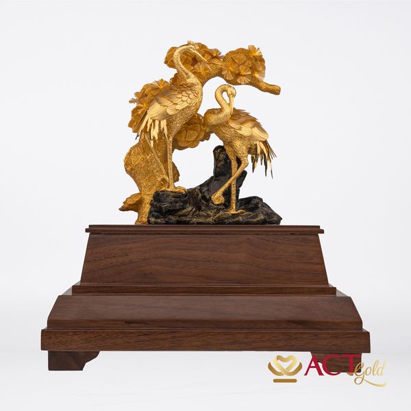 Quà tặng Chim Hạc dát vàng 24k ACT GOLD ISO 9001:2015 (Mẫu 1)