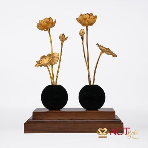 Quà tặng Hồ Sen 6 Nhánh dát vàng 24k ACT GOLD ISO 9001:2015 (Mẫu 2)