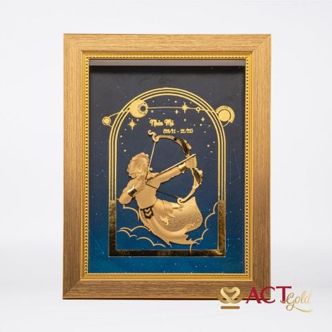 Quà tặng Tranh Cung Nhân Mã dát vàng 24k ACT GOLD ISO 9001:2015