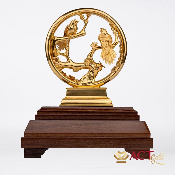 Quà tặng Chim Uyên Ương dát vàng 24k ACT GOLD ISO 9001:2015 (Mẫu 3)