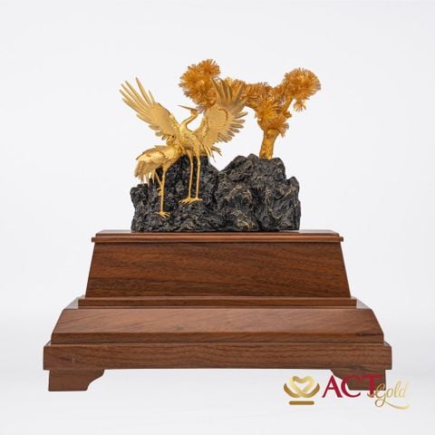 Quà tặng Chim Hạc dát vàng 24k ACT GOLD ISO 9001:2015 (Mẫu 3)