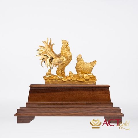 Quà tặng Gia Đình Gà dát vàng 24k ACT GOLD ISO 9001:2015