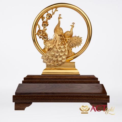 Quà tặng Chim Công dát vàng 24k ACT GOLD ISO 9001:2015 (Mẫu 3)