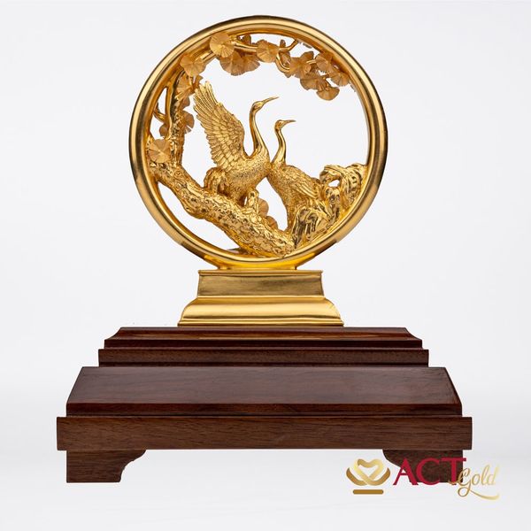Quà tặng Chim Hạc dát vàng 24k ACT GOLD ISO 9001:2015 (Mẫu 4)