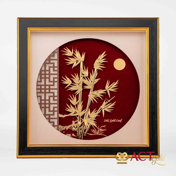 Quà tặng Tranh Cây Trúc dát vàng 24k ACT GOLD ISO 9001:2015