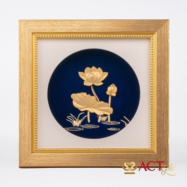 Quà tặng Tranh Hoa Sen dát vàng 24k ACT GOLD ISO 9001:2015