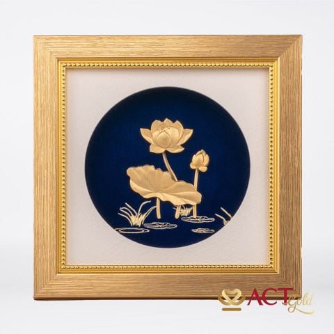 Quà tặng Tranh Hoa Sen dát vàng 24k ACT GOLD ISO 9001:2015