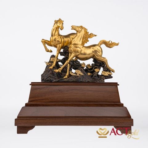 Quà tặng Song Mã dát vàng 24k ACT GOLD ISO 9001:2015