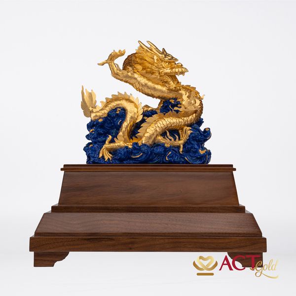 Quà tặng Rồng Vờn Ngọc dát vàng 24k ACT GOLD ISO 9001:2015(Cỡ nhỏ)