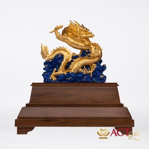 Quà tặng Rồng Vờn Ngọc dát vàng 24k ACT GOLD ISO 9001:2015(Cỡ nhỏ)