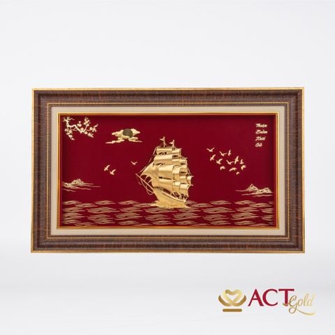 Quà tặng tranh Thuyền dát vàng 24k ACT GOLD ISO 9001:2015
