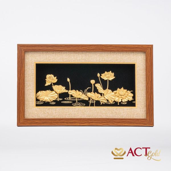 Quà tặng Tranh Hoa Sen dát vàng 24k ACT GOLD ISO 9001:2015