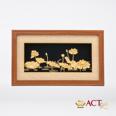 Quà tặng Tranh Hoa Sen dát vàng 24k ACT GOLD ISO 9001:2015