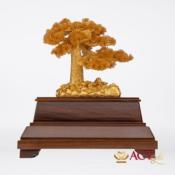 Quà tặng Tùng La Hán dát vàng 24k ACT GOLD ISO 9001:2015 (Mẫu 5)