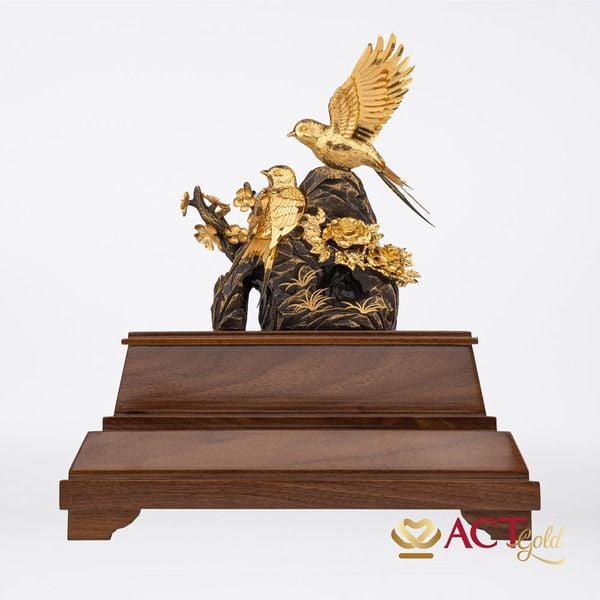 Quà tặng Chim Uyên Ương dát vàng 24k ACT GOLD ISO 9001:2015 (Mẫu 2)