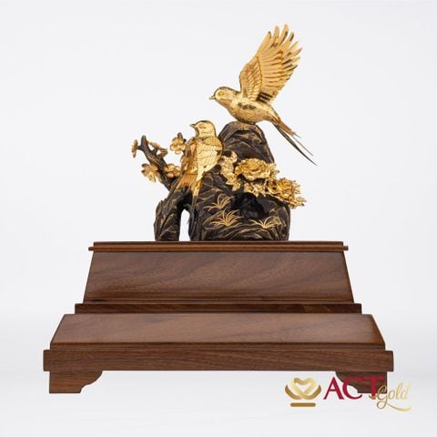 Quà tặng Chim Uyên Ương dát vàng 24k ACT GOLD ISO 9001:2015 (Mẫu 2)