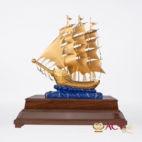 Quà tặng Thuyền Buồm dát vàng 24k ACT GOLD ISO 9001:2015