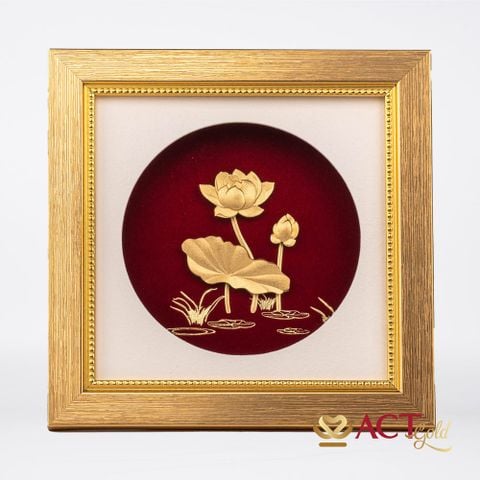 Quà tặng Tranh Hoa Sen dát vàng 24k ACT GOLD ISO 9001:2015