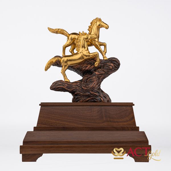 Quà tặng Song Mã dát vàng 24k ACT GOLD ISO 9001:2015 (mẫu 2)
