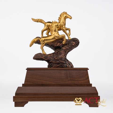 Quà tặng Song Mã dát vàng 24k ACT GOLD ISO 9001:2015 (mẫu 2)