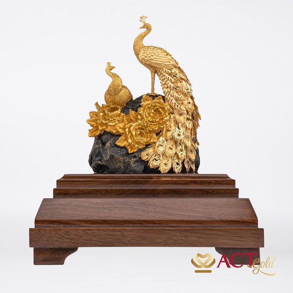 Quà tặng Chim Công dát vàng 24k ACT GOLD ISO 9001:2015 ( mẫu 1 )