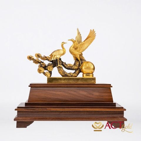 Quà tặng Chim Hạc dát vàng 24k ACT GOLD ISO 9001:2015(Mẫu 4)