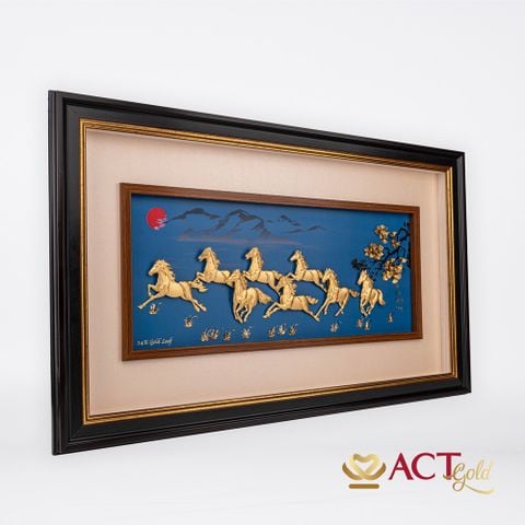Tranh Bát Mã dát vàng 24k ACT GOLD ISO 9001:2015 (Mẫu 3)