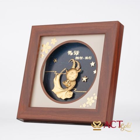 Quà tặng Tranh Cung Ma Kết dát vàng 24k ACT GOLD ISO 9001:2015