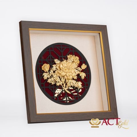 Tranh Hoa Mẫu Đơn dát vàng 24k ACT GOLD ISO 9001:2015 (Mẫu 2)