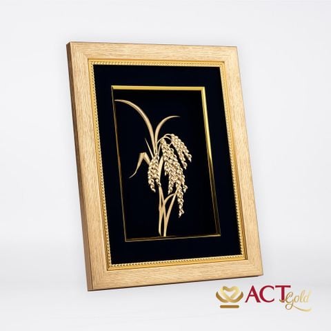 Quà tặng tranh Cây Lúa dát vàng 24k ACT GOLD ISO 9001:2015