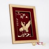 Quà tặng Tranh Đôi Chim Hạc dát vàng 24k ACT GOLD ISO 9001:2015