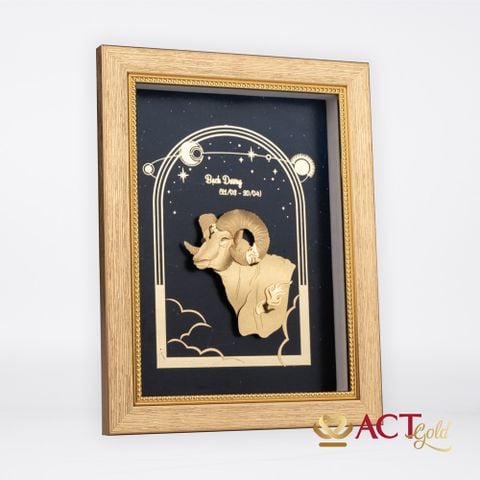 Quà tặng Tranh Cung Bạch Dương dát vàng 24k ACT GOLD ISO 9001:2015