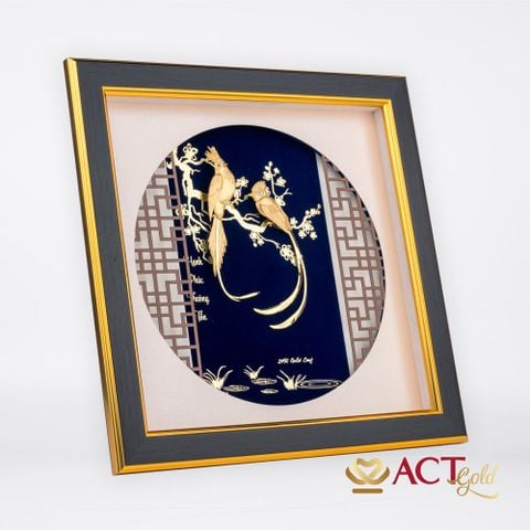 Quà tặng tranh Đôi Chim Thiên Đường dát vàng 24k ACT GOLD ISO 9001:2015
