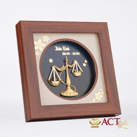 Quà tặng Tranh Cung Thiên Bình dát vàng 24k ACT GOLD ISO 9001:2015