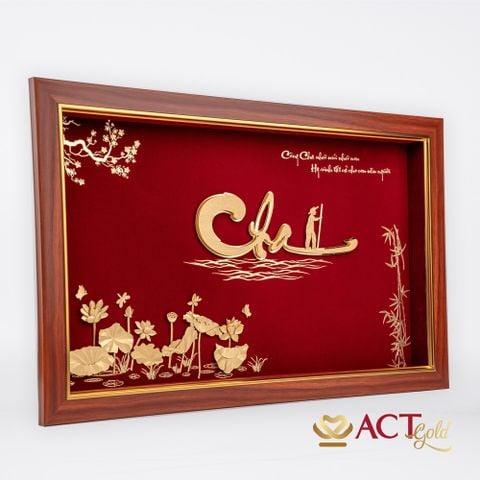 Quà tặng Tranh Chữ Cha dát vàng 24k ACT GOLD ISO 9001:2015