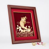 Tranh Cá Chép Hóa Rồng dát vàng 24k ACT GOLD ISO 9001:2015