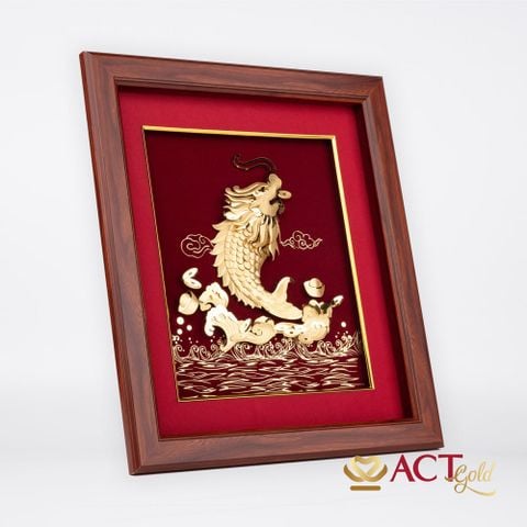Tranh Cá Chép Hóa Rồng dát vàng 24k ACT GOLD ISO 9001:2015