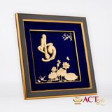 Quà tặng Tranh Chữ An Hoa Sen dát vàng 24k ACT GOLD ISO 9001:2015 (Mẫu 6)