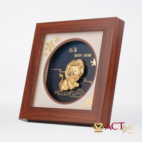 Quà tặng Tranh Cung Sư Tử dát vàng 24k ACT GOLD ISO 9001:2015