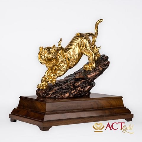 Quà tặng Biểu Trưng Bạch Hổ dát vàng 24k ACT GOLD ISO 9001:2015