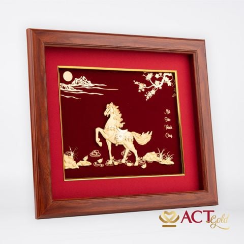 Tranh Lộc Mã dát vàng 24k ACT GOLD ISO 9001:2015