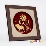 Quà tặng Tranh Hoa Sen dát vàng 24k ACT GOLD ISO 9001:2015