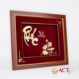 Tranh Chữ Phúc Hoa Sen dát vàng 24k ACT GOLD ISO 9001:2015