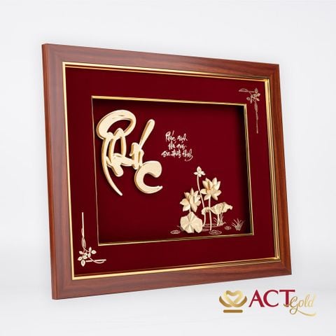 Tranh Chữ Phúc Hoa Sen dát vàng 24k ACT GOLD ISO 9001:2015