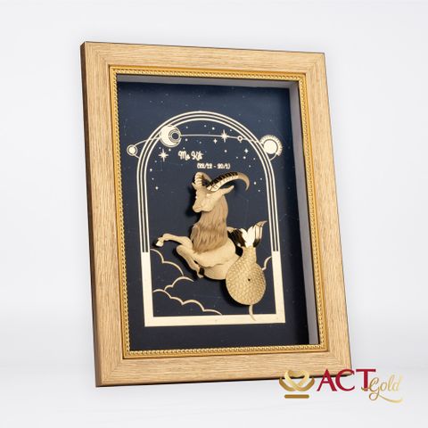 Quà tặng Tranh Cung Ma Kết dát vàng 24k ACT GOLD ISO 9001:2015