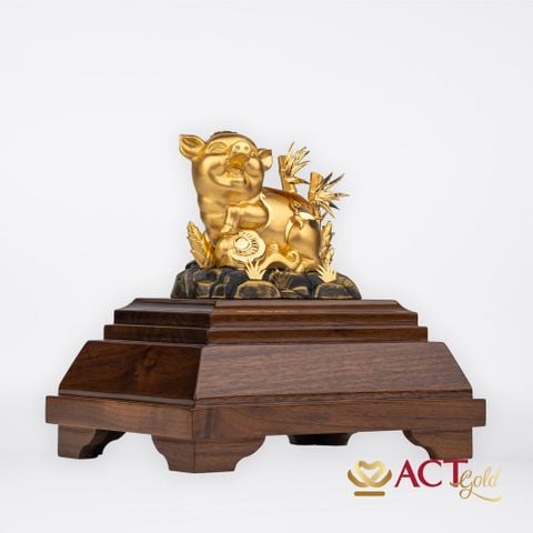 Quà tặng Heo Tài Lộc dát vàng 24k ACT GOLD ISO 9001:2015(Mẫu 1)