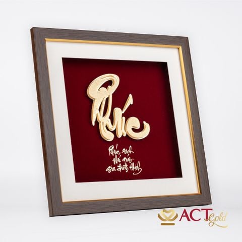Quà tặng tranh thư pháp chữ PHÚC dát vàng 24k ACT GOLD ISO 9001:2015