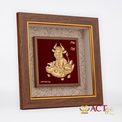 Tranh Trâu dát vàng 24k ACT GOLD ISO 9001:2015 (Mẫu 1)
