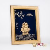 Quà tặng tranh Thuyền dát vàng 24k ACT GOLD ISO 9001:2015