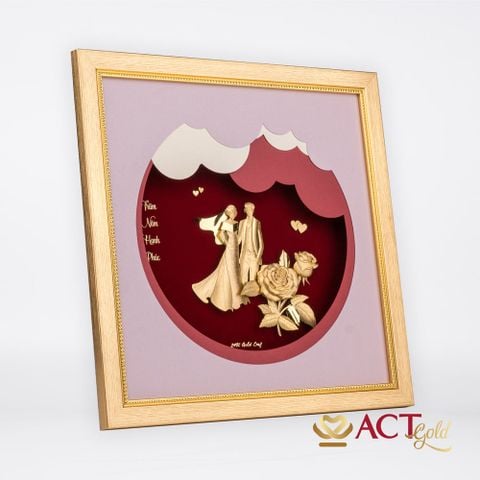 Quà tặng tranh Cô Dâu Chú Rể dát vàng 24k ACT GOLD ISO 9001:2015 (Mẫu 3)